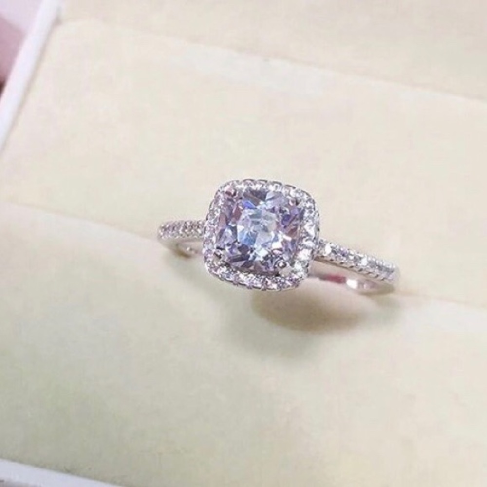 Princess Cut Halo Ring
